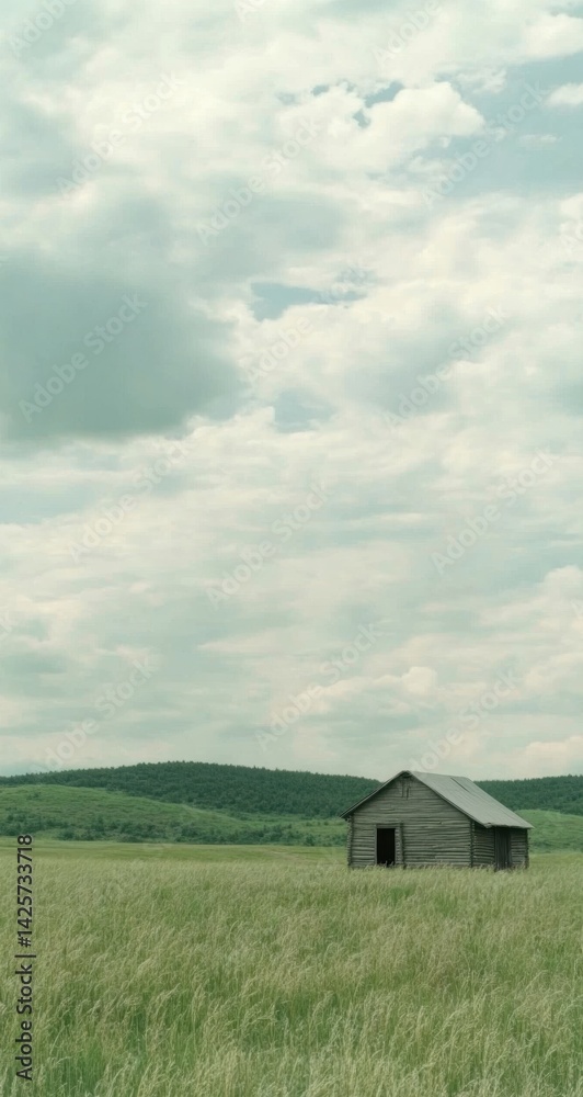 Rustic Farm Shed in a Vast Field