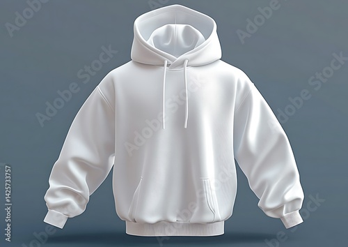 White Hoodie Mockup on Gray Background