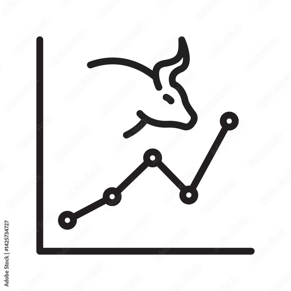 Bull Market icon vector image. Suitable for mobile apps, web apps and print media. Bull Market icon vector image. Suitable for mobile apps, web apps and print media.