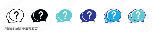 help icon set. question mark, speech bubble, chat, online support thin line and different color style icon for your app and web. icon illustration