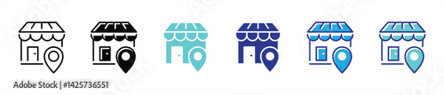 store location icon set. shop location thin line and different color style icon for your app and web. vector illustration