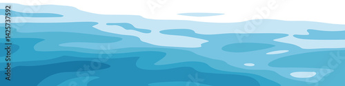 Ripples and water waves, sea surface, vector natural background, banner