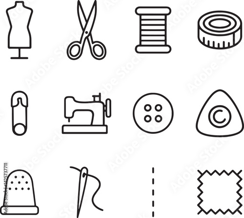 Set of tailor line icon