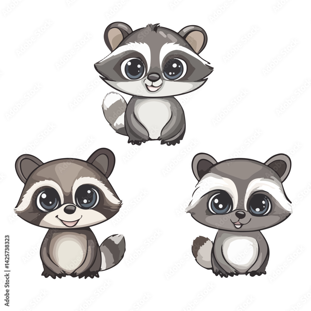 Fototapeta premium raccoon, animal, vector, transparent background, various