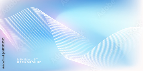 Abstract blue gradient background with shining lines waves. Minimalist background for banner, poster, cover, brochure, flyer, website