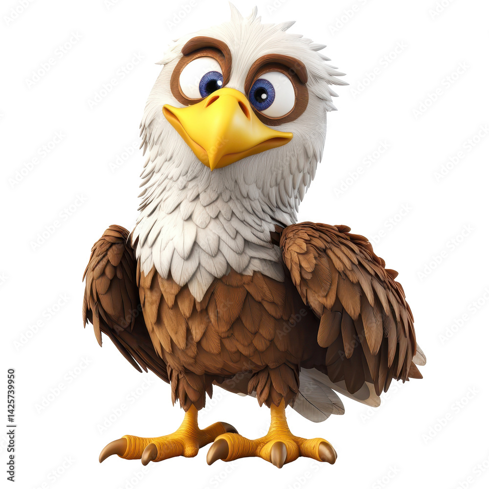 Colorful cartoon eagle character standing proudly with a friendly expression and detailed feathers Colorful cartoon eagle character standing proudly with a friendly expression and detailed feathers