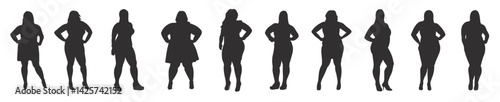 Fat Women Silhouettes Vector