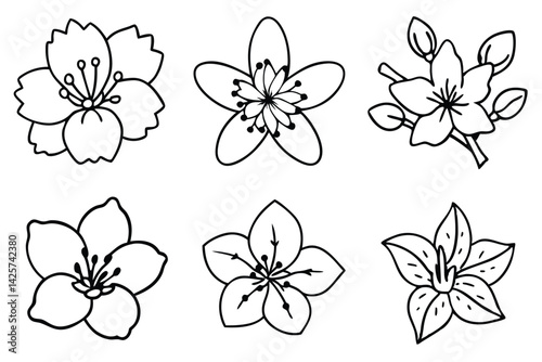 Spring blossom brings joy and beauty line art