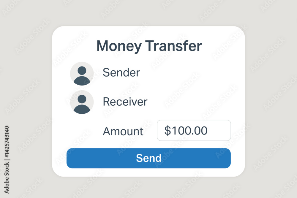 Simple money transfer UI with sender and receiver details