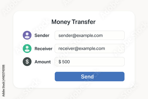 Simple money transfer UI with sender and receiver details
