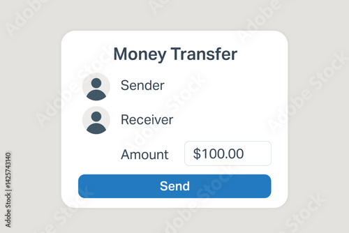 Obraz na płótnie Simple money transfer UI with sender and receiver details w salonie