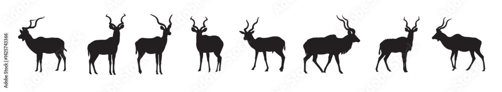 Fototapeta premium Set of Kudu Silhouettes