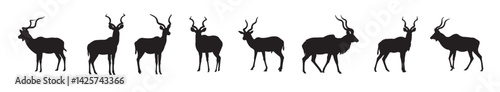 Set of Kudu Silhouettes