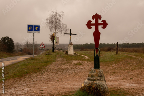 Wegzeichen am Camino de Santiago