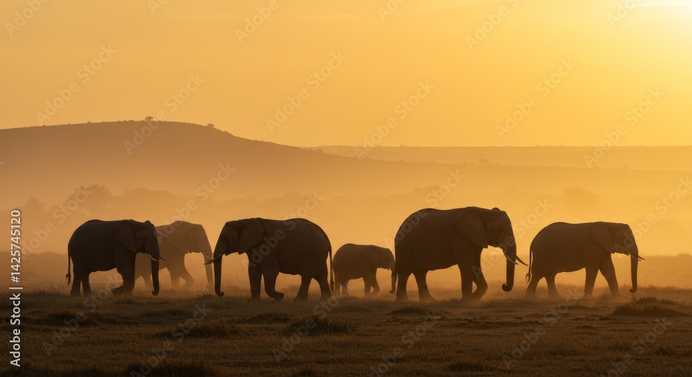 Fototapeta premium Wildlife at Sunset in Savannah