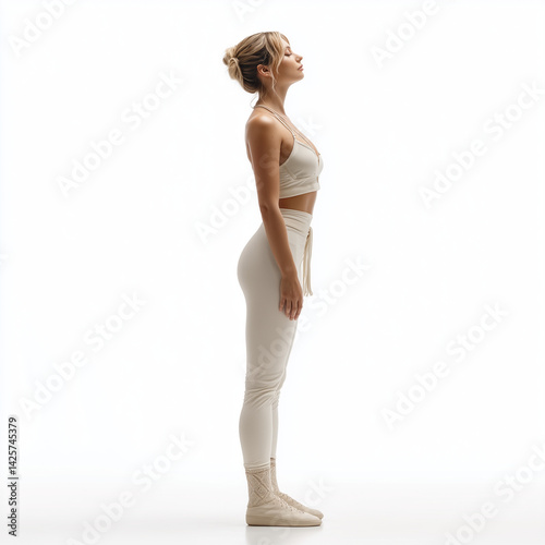 entsapnnungsübung, sport, fitness, isoliert, weißer, hintergrund, yoga, meditieren, frau, schönheit, gestalten, leitbild, körper, bekleidung, leute, person, atelier, frau, abspecken, haar, bein, glamo