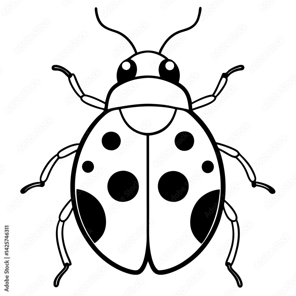 Obraz premium Modern Ladybug Outline Vector Design