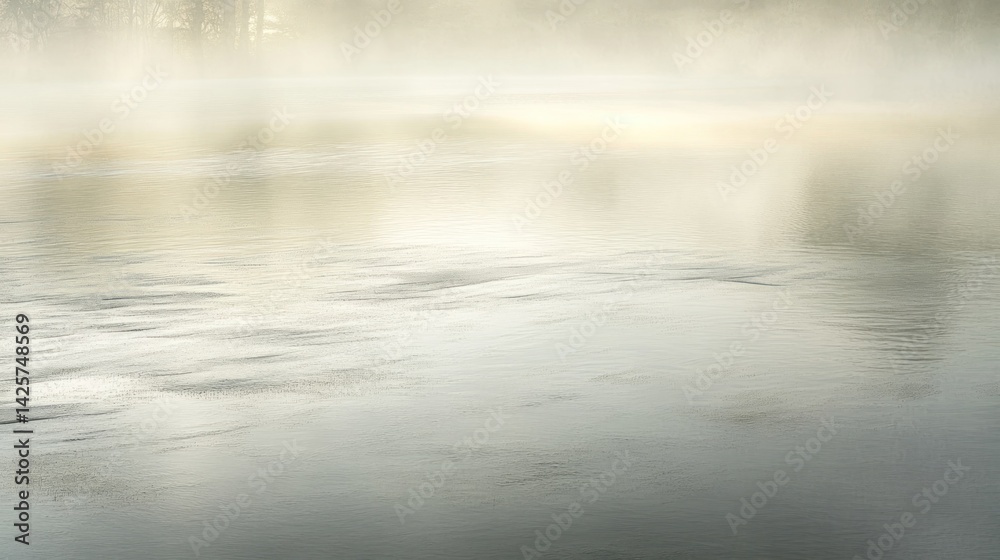 Fototapeta premium Misty River Reflections: A Serene Dawn