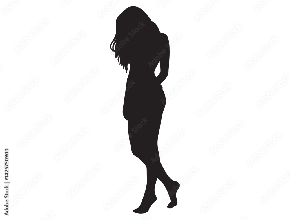 Fototapeta premium BIKINI GIRL SILHOUETTE WHITE BACKGROUND