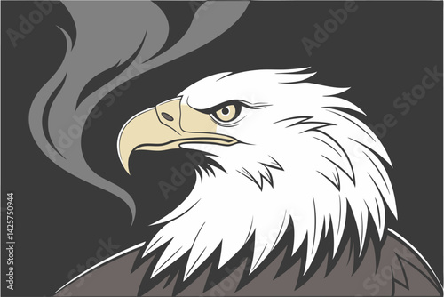 Fierce Eagle Digital Illustration Angry Expression Bird of Prey Vector Art