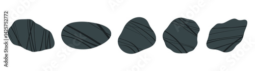 Grey rounded river gravels set	
