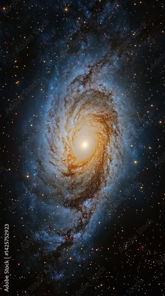 Fototapeta premium Spiral galaxy on the background of the starry sky, outer space. Suitable for background, scientific articles, space theme.