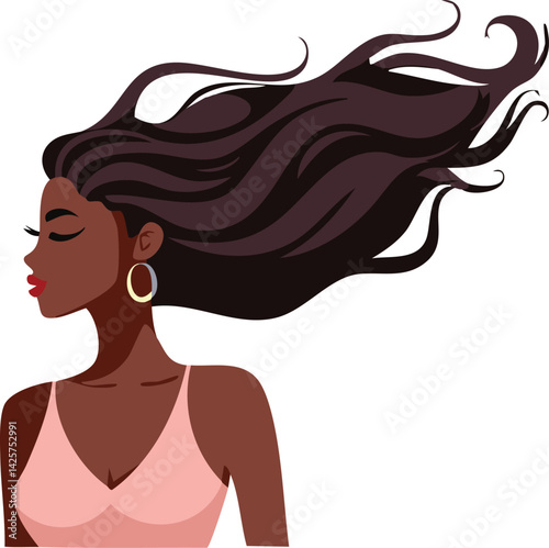 woman with long hair fly