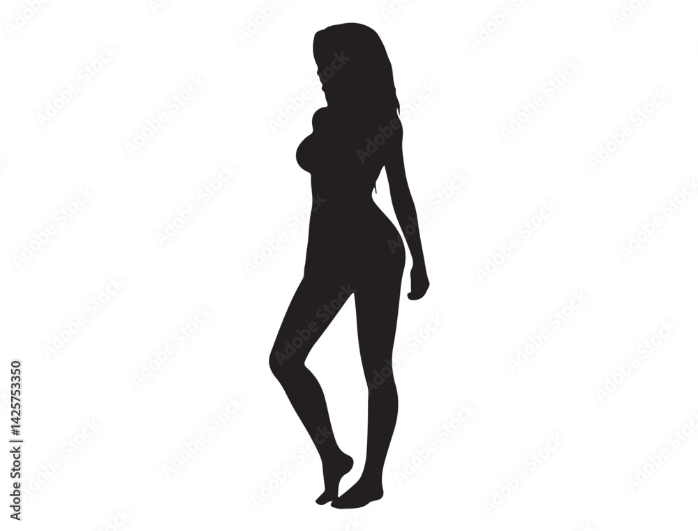 Fototapeta premium BIKINI GIRL SILHOUETTE WHITE BACKGROUND