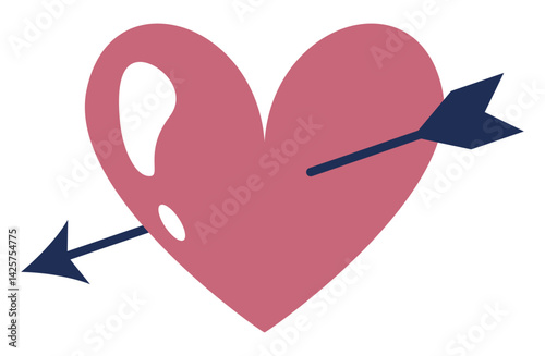 Pink Heart Pierced by an Arrow