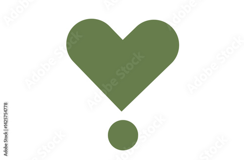 Muted Green Heart Icon Illustration