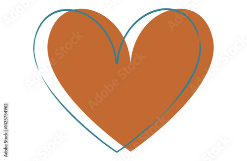 Muted Orange Heart with Hand-Drawn Lines