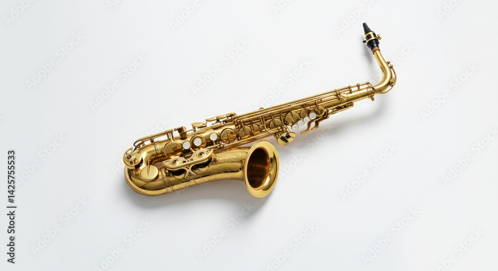 Fototapeta premium Gold Saxophone on White Background 