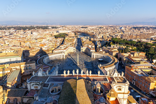 Obraz na płótnie Rome Saint Peter's Square in Vatican aerial view from above skyline in Italy w salonie