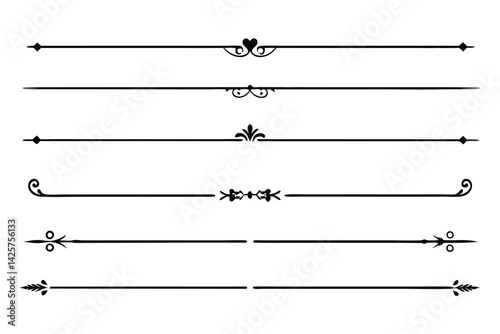 Text Dividers for Elegant Document Decoration Line Art