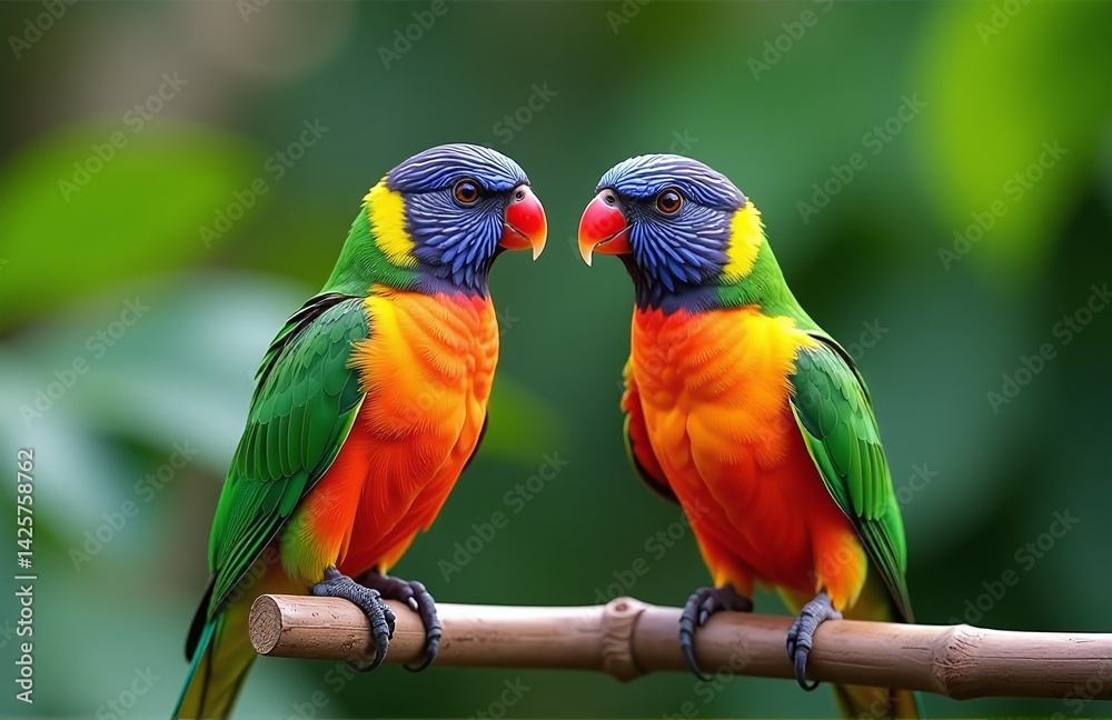 Uccelli Esotici Colorati In Ambiente Tropicale Uccelli Esotici Colorati In Ambiente Tropicale