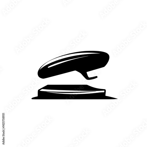 Iconic black stapler design in minimalist style representing office essentials in a workspace setting