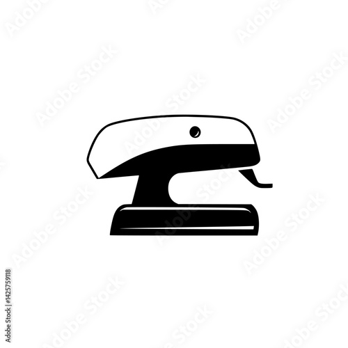 Black stapler icon on a white background representing office supplies and productivity tools used in various tasks