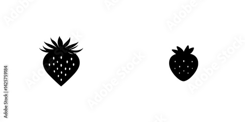 Stylized black icons of strawberries arranged in two sizes on a plain background for graphic design