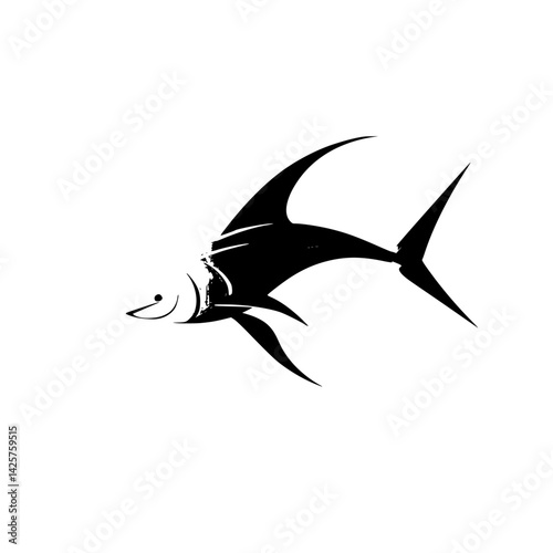 Black silhouette of a marlin showcasing elegance and power in aquatic movement