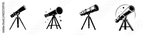Collection of black telescopes illustrating various designs and features for stargazing and astronomical observation