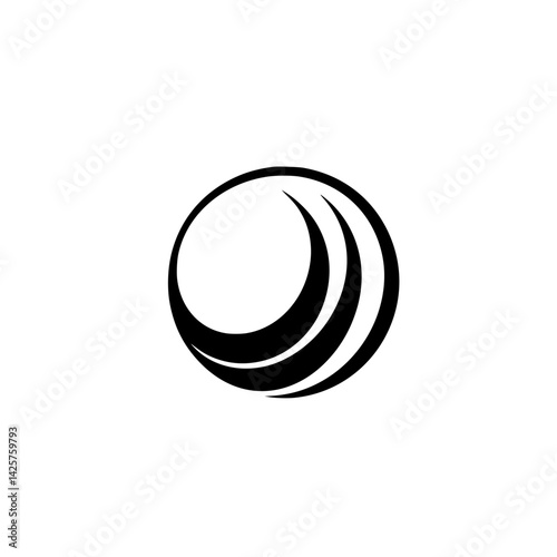 Set black icon features a circular design with smooth curves, representing a modern and abstract motif suitable for various applications