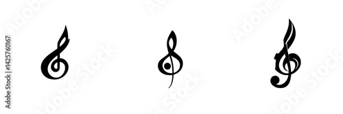 Black musical icons representing various notes and symbols used in music notation