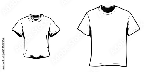 Black icon of t-shirts showcasing two different styles, emphasizing simplicity and versatility in casual wear design