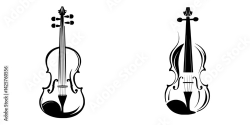 Black violin icons showcasing elegant design for music and art projects