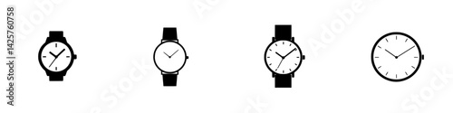 Different styles of black watch icons showcasing minimalist design elements for various occasions and preferences