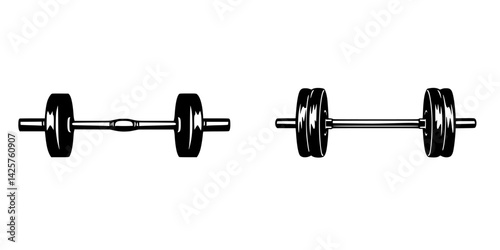 Black icons of dumbbells showcasing different designs suitable for fitness and gym activities