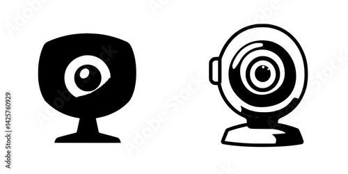 Icon representations of webcam designs showcasing modern and minimalist styles for digital communication