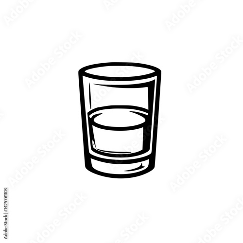 Black icon of a glass filled with liquid, representing a simple drink for casual settings and gatherings