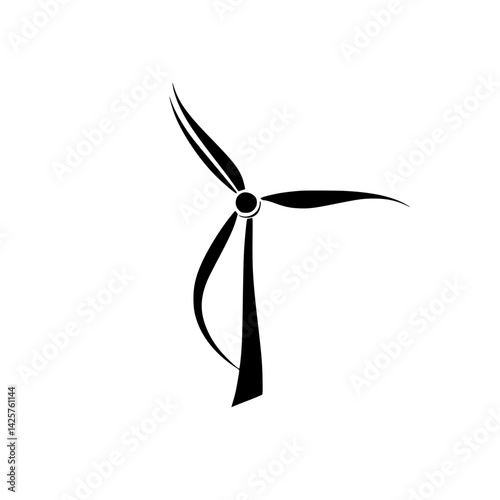 Silhouette of a wind turbine icon representing renewable energy concepts and environmental sustainability efforts