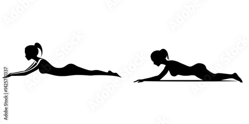 Silhouettes demonstrating yoga poses for relaxation and flexibility practice in a calm setting
